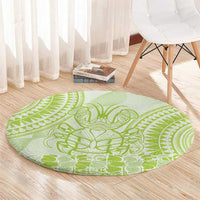 Lime Green Niue Language Week Round Carpet The Rock Coconut Crab - Siapo Pattern