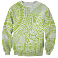 Lime Green Niue Language Week Sweatshirt The Rock Coconut Crab - Siapo Pattern