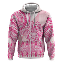Pink Niue Language Week Hoodie The Rock Coconut Crab - Siapo Pattern