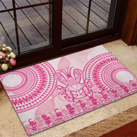 Pink Niue Language Week Rubber Doormat The Rock Coconut Crab - Siapo Pattern