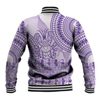 Purple Niue Language Week Baseball Jacket The Rock Coconut Crab - Siapo Pattern