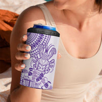 Purple Niue Language Week 4 in 1 Can Cooler Tumbler The Rock Coconut Crab - Siapo Pattern