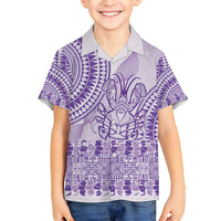 Purple Niue Language Week Family Matching Puletasi and Hawaiian Shirt The Rock Coconut Crab - Siapo Pattern