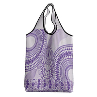 Purple Niue Language Week Grocery Bag The Rock Coconut Crab - Siapo Pattern