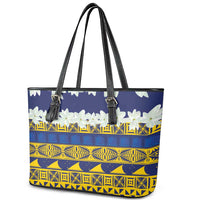 Tokelau Language Week Leather Tote Bag Tokelauan Tuluma With Gardenia Thunbergia