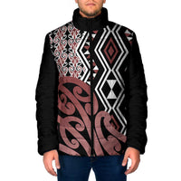 New Zealand Padded Jacket Aotearoa Kowhaiwhai Mix Taniko Art - Polynesian Pride