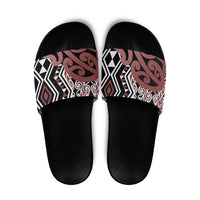 New Zealand Slide Sandals Aotearoa Kowhaiwhai Mix Taniko Art - Polynesian Pride