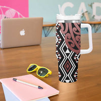 New Zealand Tumbler With Handle Aotearoa Kowhaiwhai Mix Taniko Art - Brown