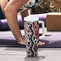 New Zealand Tumbler With Handle Aotearoa Kowhaiwhai Mix Taniko Art - Brown