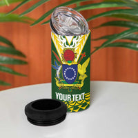 Custom Avaiki Cook Islands Rugby 4 in 1 Can Cooler Tumbler Kuki Airani Tatau Green - Polynesian Pride