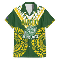Custom Avaiki Cook Islands Rugby Family Matching Mermaid Dress and Hawaiian Shirt Kuki Airani Tatau Green - Polynesian Pride