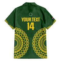 Custom Avaiki Cook Islands Rugby Family Matching Off Shoulder Short Dress and Hawaiian Shirt Kuki Airani Tatau Green - Polynesian Pride