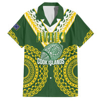 Custom Avaiki Cook Islands Rugby Family Matching Puletasi and Hawaiian Shirt Kuki Airani Tatau Green - Polynesian Pride
