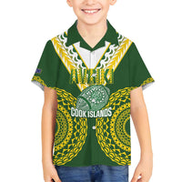 Custom Avaiki Cook Islands Rugby Family Matching Tank Maxi Dress and Hawaiian Shirt Kuki Airani Tatau Green - Polynesian Pride