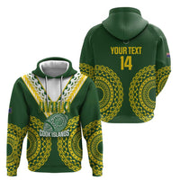 Custom Avaiki Cook Islands Rugby Hoodie Kuki Airani Tatau Green - Polynesian Pride