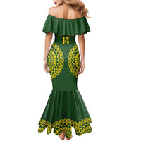 Custom Avaiki Cook Islands Rugby Mermaid Dress Kuki Airani Tatau Green LT14 - Polynesian Pride