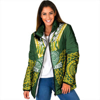 Custom Avaiki Cook Islands Rugby Padded Jacket Kuki Airani Tatau Green - Polynesian Pride