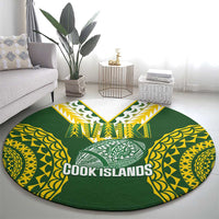 Avaiki Cook Islands Rugby Round Carpet Kuki Airani Tatau Green - Polynesian Pride