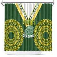 Avaiki Cook Islands Rugby Shower Curtain Kuki Airani Tatau Green - Polynesian Pride