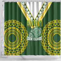 Avaiki Cook Islands Rugby Shower Curtain Kuki Airani Tatau Green - Polynesian Pride