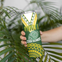 Custom Avaiki Cook Islands Rugby Skinny Tumbler Kuki Airani Tatau Green - Polynesian Pride