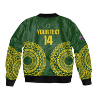 Custom Avaiki Cook Islands Rugby Sleeve Zip Bomber Jacket Kuki Airani Tatau Green - Polynesian Pride