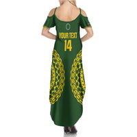 Custom Avaiki Cook Islands Rugby Summer Maxi Dress Kuki Airani Tatau Green - Polynesian Pride
