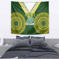 Avaiki Cook Islands Rugby Tapestry Kuki Airani Tatau Green - Polynesian Pride