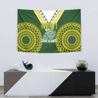 Avaiki Cook Islands Rugby Tapestry Kuki Airani Tatau Green - Polynesian Pride