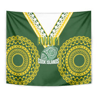 Avaiki Cook Islands Rugby Tapestry Kuki Airani Tatau Green - Polynesian Pride