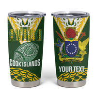 Custom Avaiki Cook Islands Rugby Tumbler Cup Kuki Airani Tatau Green - Polynesian Pride