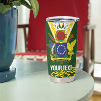 Custom Avaiki Cook Islands Rugby Tumbler Cup Kuki Airani Tatau Green - Polynesian Pride