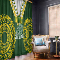 Avaiki Cook Islands Rugby Window Curtain Kuki Airani Tatau Green - Polynesian Pride