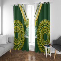 Avaiki Cook Islands Rugby Window Curtain Kuki Airani Tatau Green - Polynesian Pride