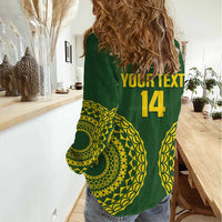 Custom Avaiki Cook Islands Rugby Women Casual Shirt Kuki Airani Tatau Green - Polynesian Pride