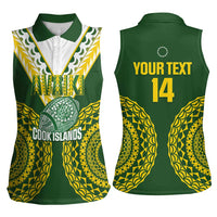 Custom Avaiki Cook Islands Rugby Women Sleeveless Polo Shirt Kuki Airani Tatau Green - Polynesian Pride