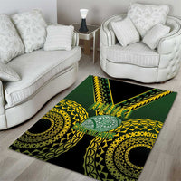 Avaiki Cook Islands Rugby Area Rug Kuki Airani Tatau Black LT14 - Polynesian Pride
