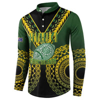 Custom Avaiki Cook Islands Rugby Button Sweatshirt Kuki Airani Tatau Black - Polynesian Pride