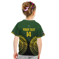 Custom Avaiki Cook Islands Rugby Kid T Shirt Kuki Airani Tatau Black - Polynesian Pride