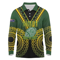 Custom Avaiki Cook Islands Rugby Long Sleeve Polo Shirt Kuki Airani Tatau Black - Polynesian Pride
