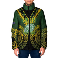 Custom Avaiki Cook Islands Rugby Padded Jacket Kuki Airani Tatau Black - Polynesian Pride