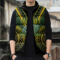 Custom Avaiki Cook Islands Rugby Sleeveless Puffer Jacket Kuki Airani Tatau Black - Polynesian Pride
