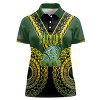 Custom Avaiki Cook Islands Rugby Women Polo Shirt Kuki Airani Tatau Black - Polynesian Pride