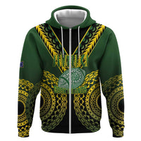 Custom Avaiki Cook Islands Rugby Zip Hoodie Kuki Airani Tatau Black LT14 Zip Hoodie Black - Polynesian Pride