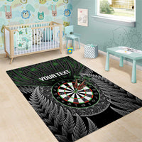 Personalised New Zealand Darts Area Rug Dartboard Maori Fern Puhoro Art
