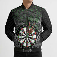 Personalised New Zealand Darts Bomber Puffer Jacket Dartboard Maori Fern Puhoro Art - Polynesian Pride