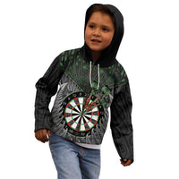 Personalised New Zealand Darts Kid Hoodie Dartboard Maori Fern Puhoro Art