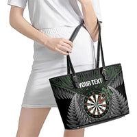 Personalised New Zealand Darts Leather Tote Bag Dartboard Maori Fern Puhoro Art