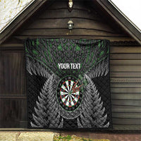 Personalised New Zealand Darts Quilt Dartboard Maori Fern Puhoro Art