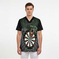 Personalised New Zealand Darts Scrub Top Dartboard Maori Fern Puhoro Art - Polynesian Pride